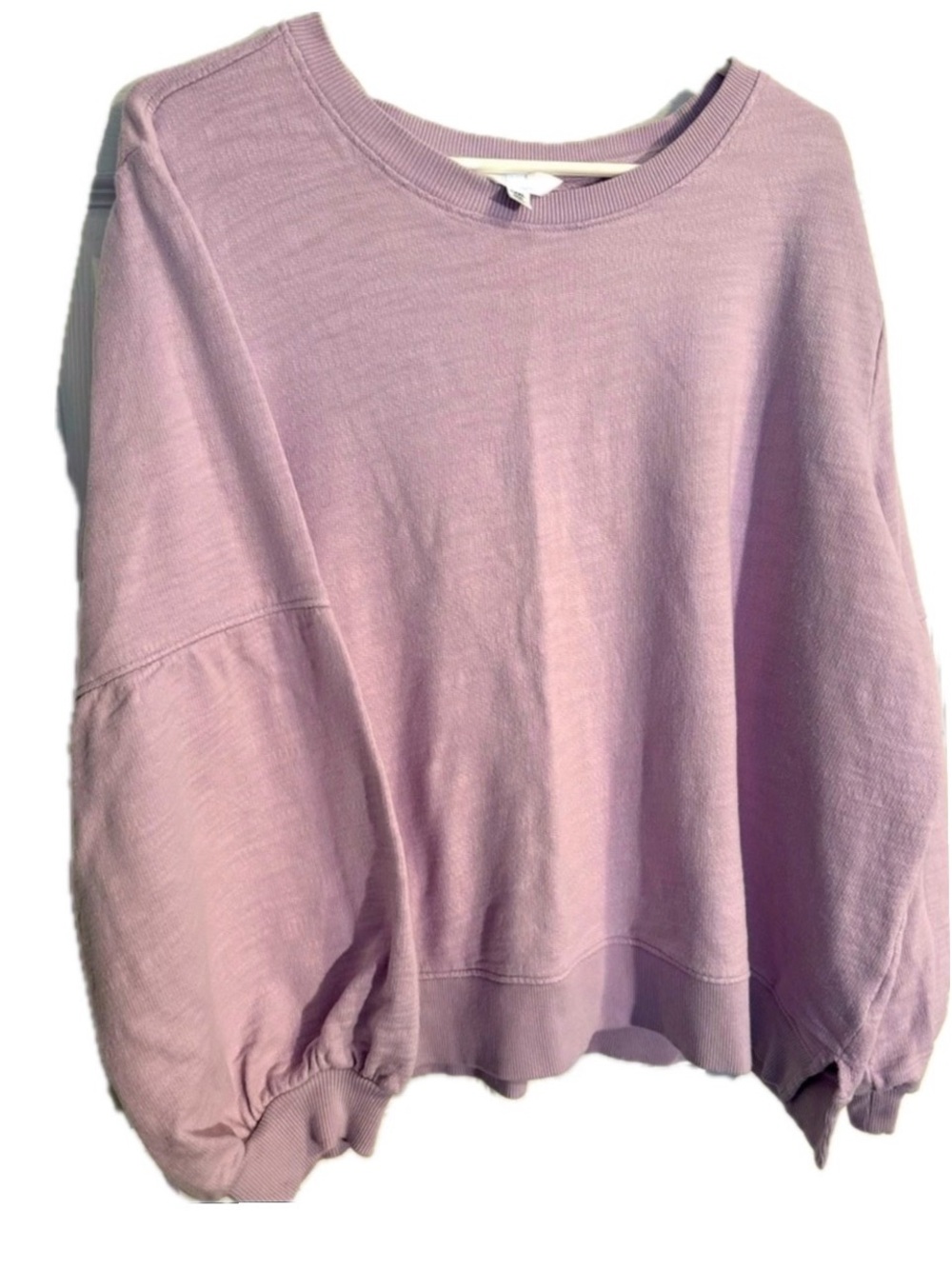 Light Purple Puff Sleeve Pullover XXXL(22) Time and Tru Lavender Slub Top